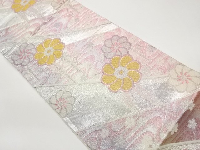 JAPANESE KIMONO / FUKURO OBI / FLOWING WATER / FLORAL PATTERNS WOVEN T